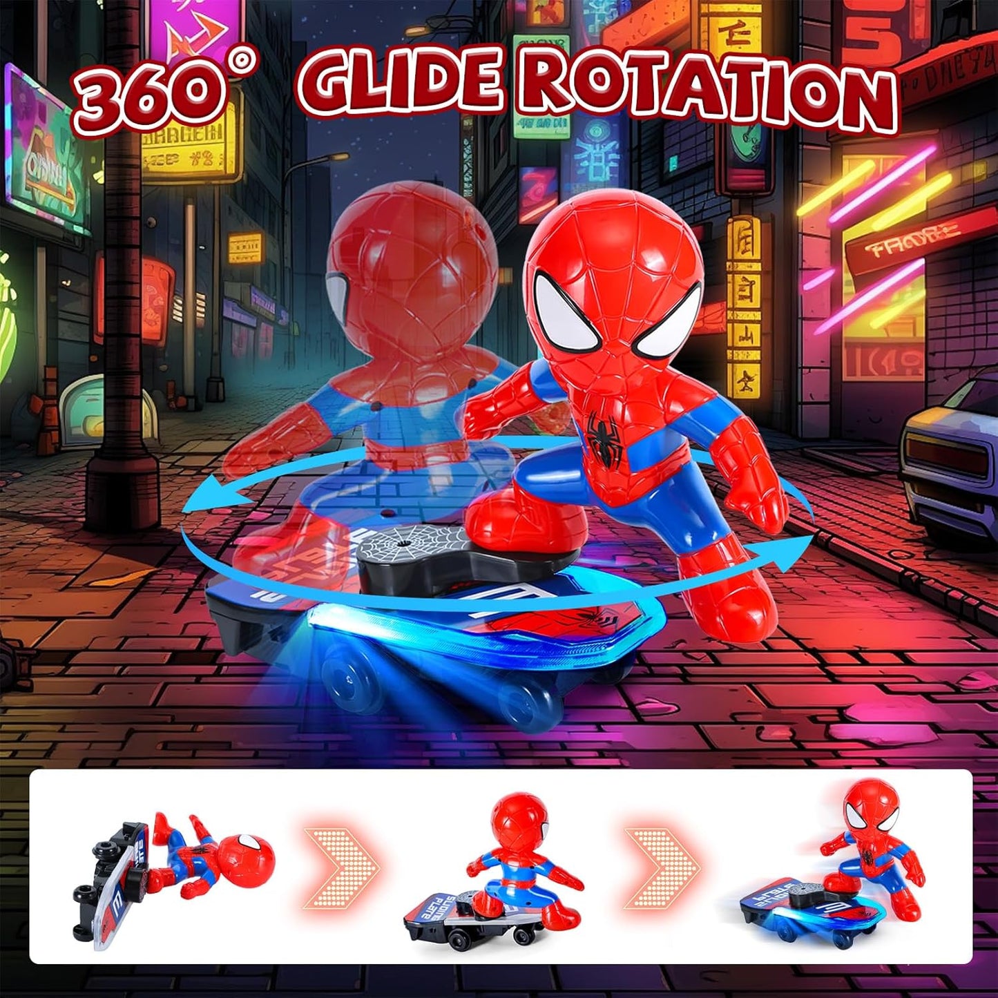 Spider Man Automatic Flip Skateboard Toy