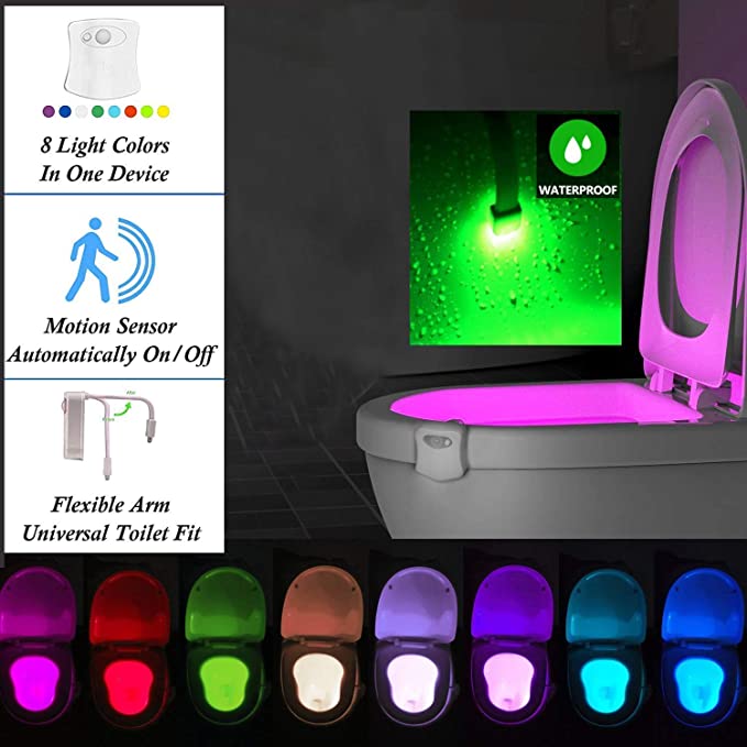 8 color led motion sensing automatic bathroom toilet night light