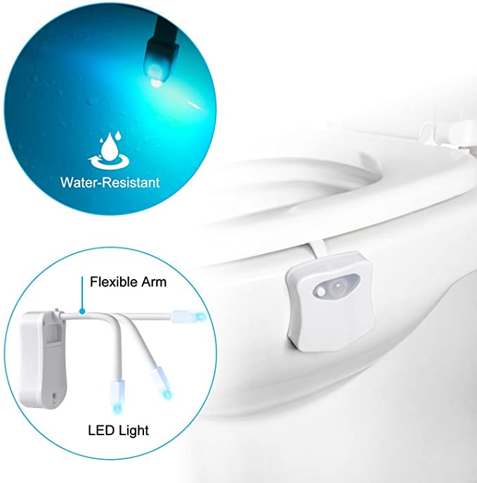 8 color led motion sensing automatic bathroom toilet night light