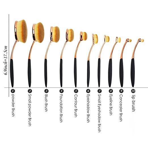 Oval Makeup Brush 10Pcs/Set