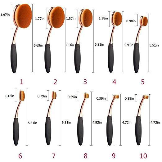 Oval Makeup Brush 10Pcs/Set