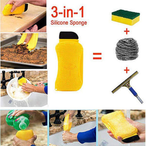 3 in 1 Silicone Sponge Scrubs