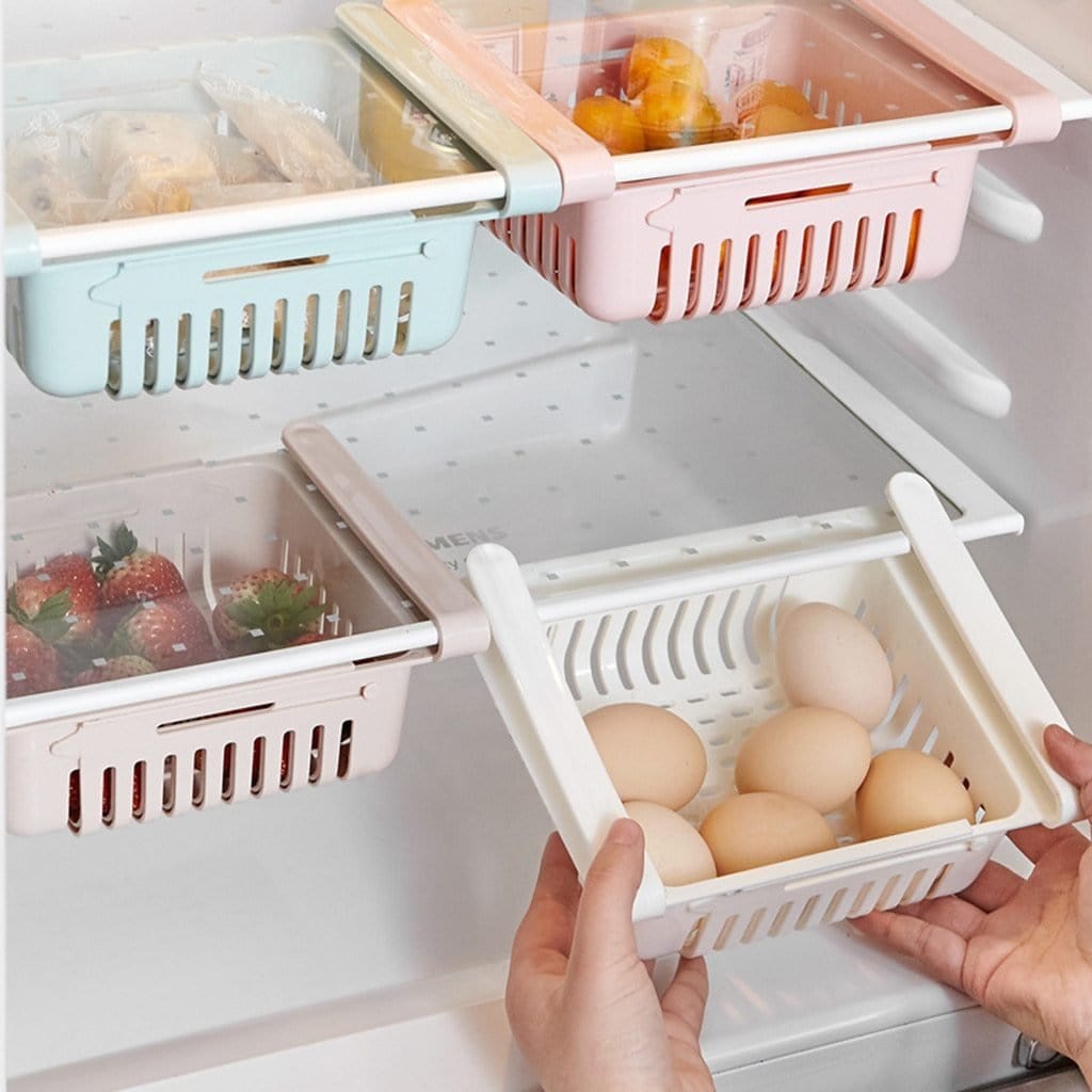 Adjustable fridge storage basket