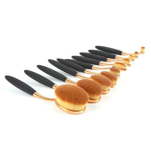 Oval Makeup Brush 10Pcs/Set