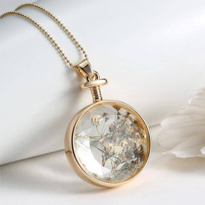 Classic Dried Flowers Pendant Necklace